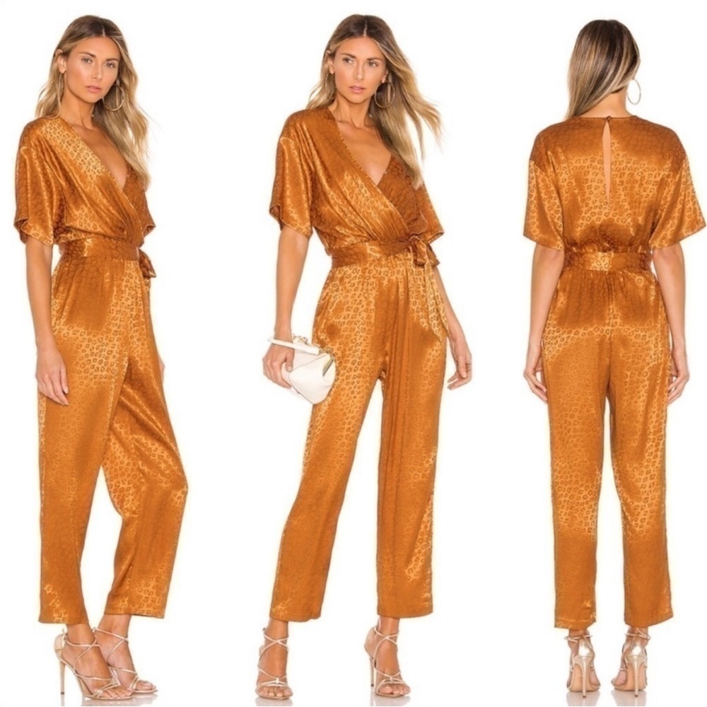 Joie Tau Jumpsuit Leopard Print  in Gold